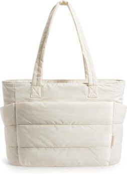 BAGSMART Puffy Tote Bag for Women, Lightweight Work Tote Handbag