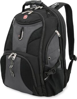 SwissGear 1900 ScanSmart Laptop Backpack, Fits Most 17-Inch Laptops, TSA-Friendly Lay-Flat Design, RFID Protection, and Tablet Pocket, Black/Grey, 31L, 18.5-Inch